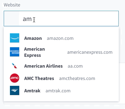 Animation showing a company logo being fetched automatically from a website URL.