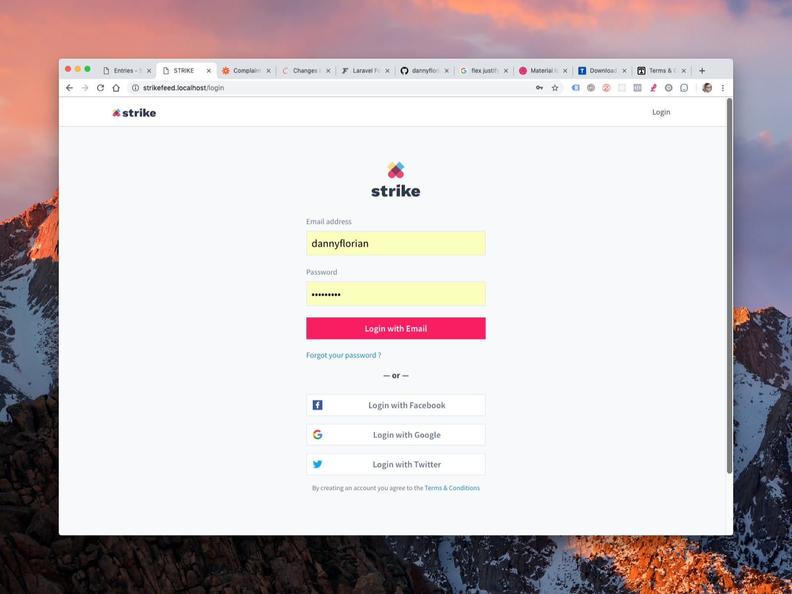 StrikeFeed complaint feed with the top complaint of the day, company logos, and an upvote control on each entry.
